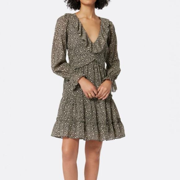Joie Adanson Caviar Bleached Sand Floral Mini Cotton Dress 10 NWT - Picture 1 of 13